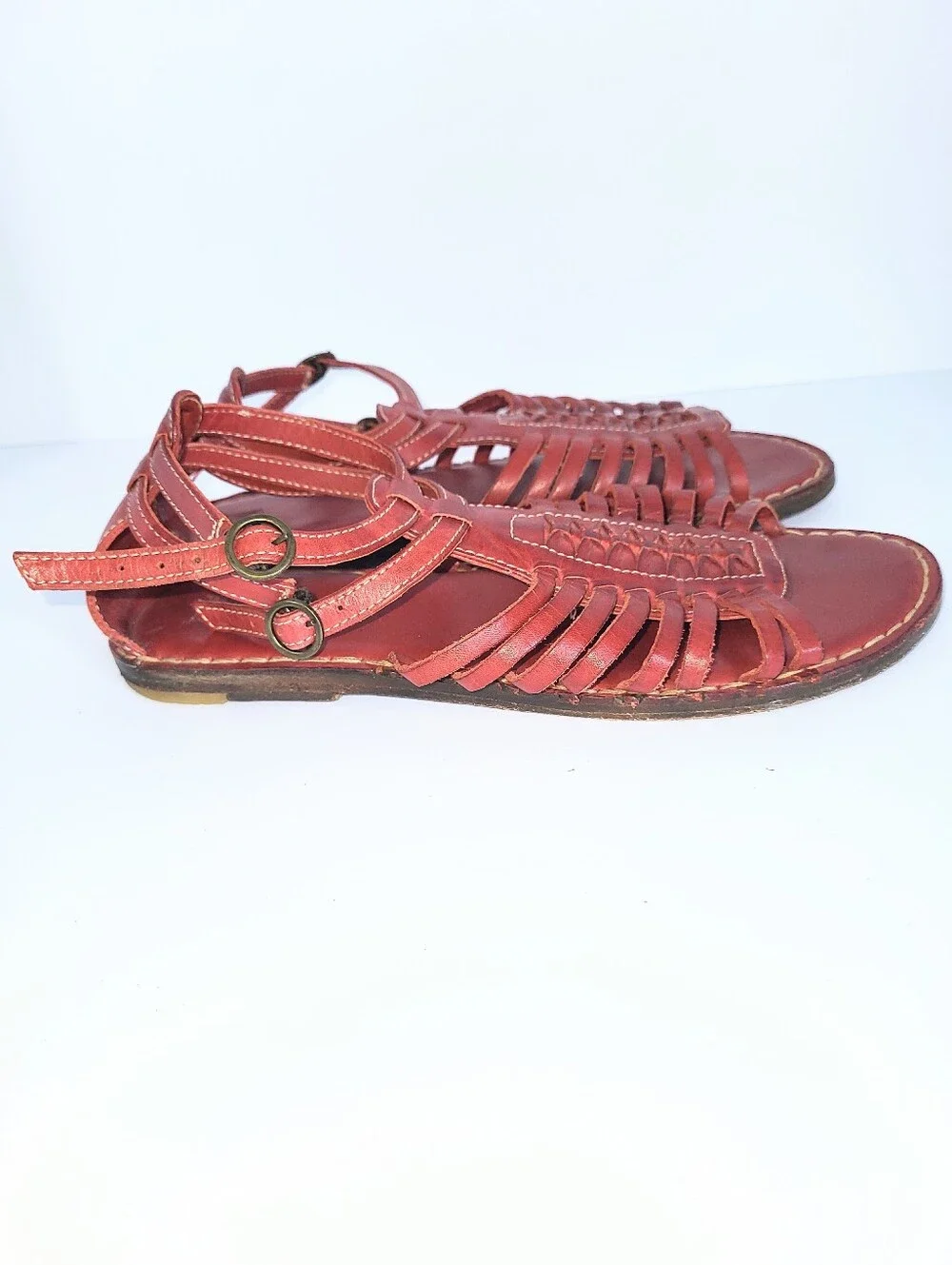 Frye Kayla Huarachi Sandals Caged Gladiator Genuine Leather Oxblood Red Size 8.5